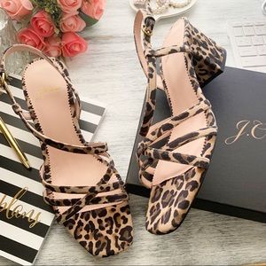 J. Crew suede leopard print strappy heeled sandals size 7